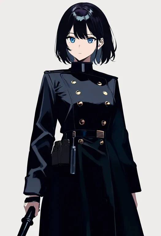 masterpiece, best quality, newest, absurdres, highres, safe, baton_(weapon), 1girl, solo, simple_background — by k3scat, made with ComfyUI