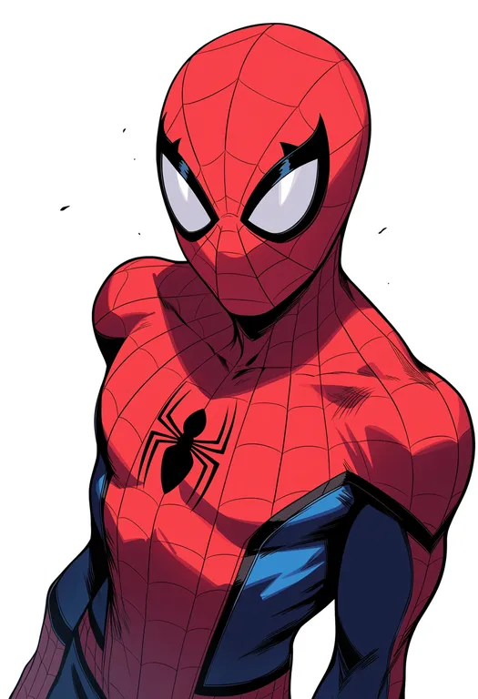 masterpiece, best quality, score_7, safe, spider-man, solo, upper body, simple background — by k3scat, made with ComfyUI