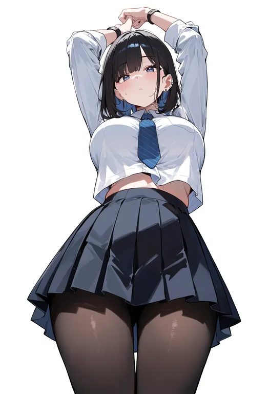 masterpiece, best quality, score_7, safe, you're doing it wrong, 1girl, solo, simple background — by k3scat, made with ComfyUI