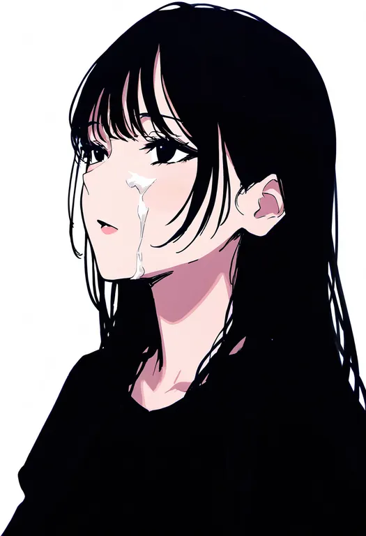 masterpiece, best quality, newest, absurdres, highres, safe, cream_on_face, 1girl, solo, simple_background — by k3scat, made with ComfyUI