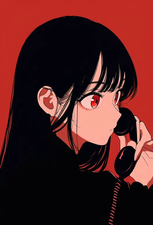 masterpiece, best quality, newest, absurdres, highres, safe, antique_phone, 1girl, solo, simple_background — by k3scat, made with ComfyUI