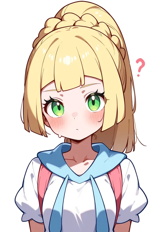 masterpiece, best quality, score_7, safe, lillie (pokemon), pokemon, solo, upper body, simple background — by k3scat, made with ComfyUI