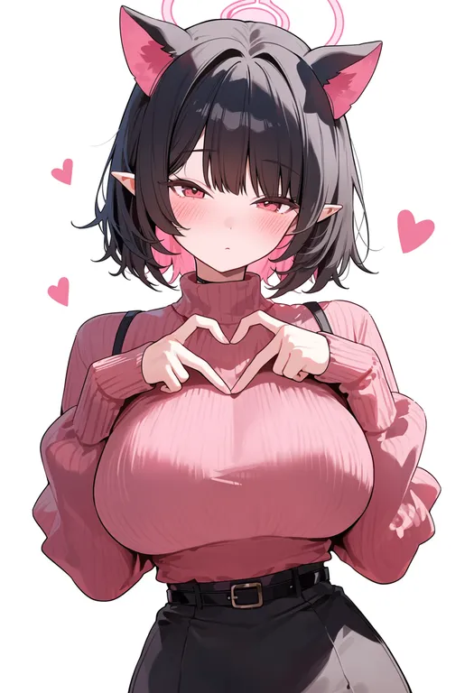 masterpiece, best quality, score_7, safe, raising heart, solo, upper body, simple background — by k3scat, made with ComfyUI