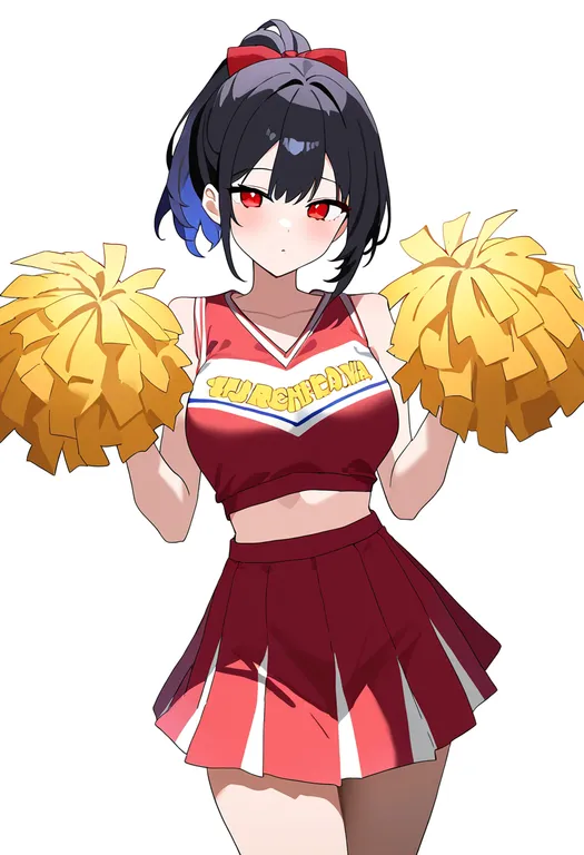 masterpiece, best quality, newest, absurdres, highres, safe, pom_pom_(cheerleading), 1girl, solo, simple_background — by k3scat, made with ComfyUI