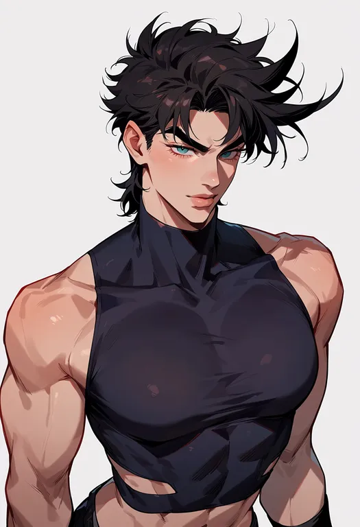 masterpiece, best quality, score_7, safe, joseph joestar (young), battle tendency, solo, upper body, simple background — by k3scat, made with ComfyUI