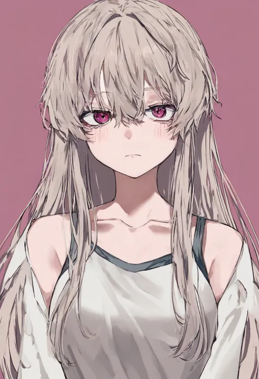 masterpiece, best quality, general, white tank top, 1girl, solo, simple background — by k3scat, made with ComfyUI