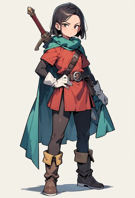 masterpiece, best quality, score_7, safe, dragon quest x, solo, simple background — by k3scat, made with ComfyUI