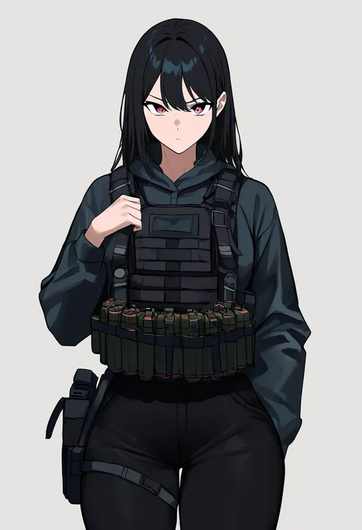 masterpiece, best quality, newest, absurdres, highres, safe, grenade, 1girl, solo, simple_background — by k3scat, made with ComfyUI