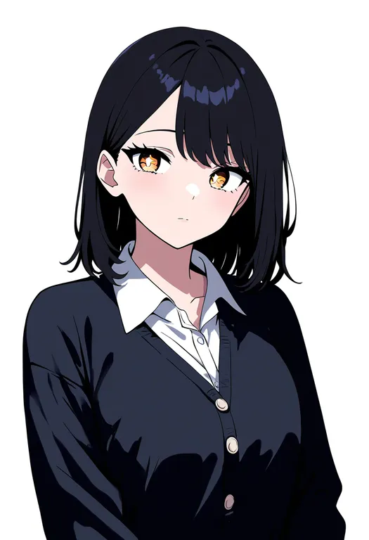 masterpiece, best quality, newest, absurdres, highres, safe, cardigan, 1girl, solo, upper_body, simple_background — by k3scat, made with ComfyUI