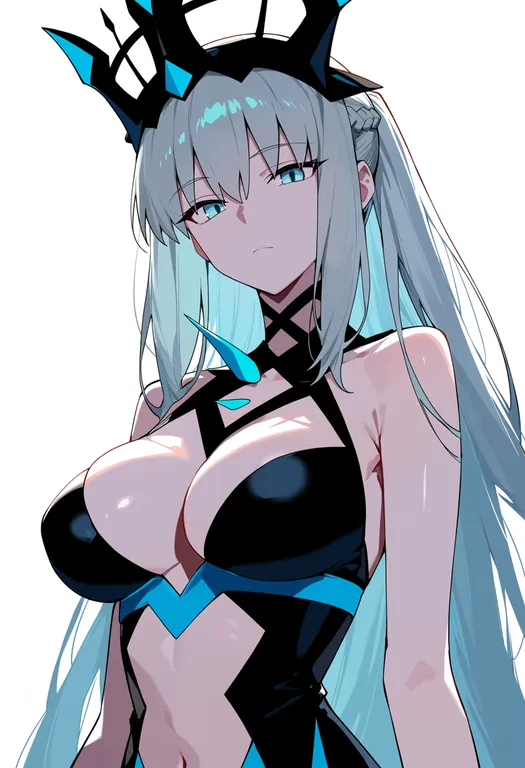 masterpiece, best quality, score_7, safe, morgan le fay (fate), fate/grand order, solo, upper body, simple background — by k3scat, made with ComfyUI