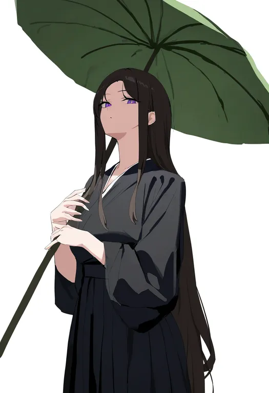 masterpiece, best quality, newest, absurdres, highres, safe, leaf_umbrella, 1girl, solo, simple_background — by k3scat, made with ComfyUI
