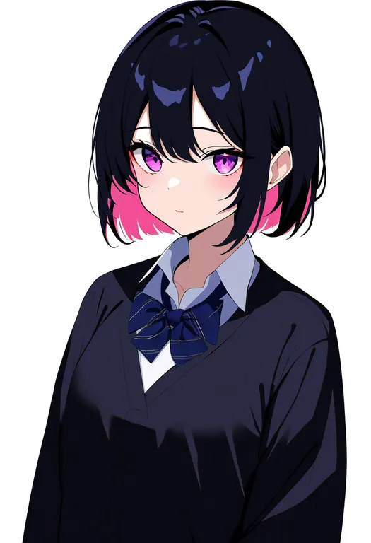 masterpiece, best quality, newest, absurdres, highres, safe, shirt_bow, 1girl, solo, simple_background — by k3scat, made with ComfyUI