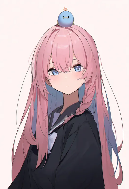 masterpiece, best quality, newest, absurdres, highres, safe, stuffed_bird, 1girl, solo, simple_background — by k3scat, made with ComfyUI