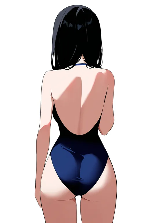 masterpiece, best quality, newest, absurdres, highres, safe, backless_swimsuit, 1girl, solo, simple_background — by k3scat, made with ComfyUI