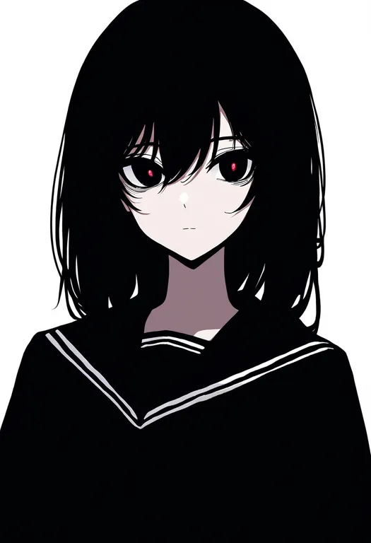 masterpiece, best quality, newest, absurdres, highres, safe, black_sailor_collar, 1girl, solo, simple_background — by k3scat, made with ComfyUI