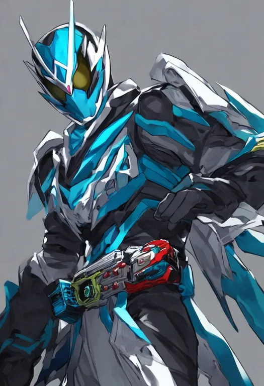 masterpiece, best quality, general, kamen rider revice, solo, simple background — by k3scat, made with ComfyUI