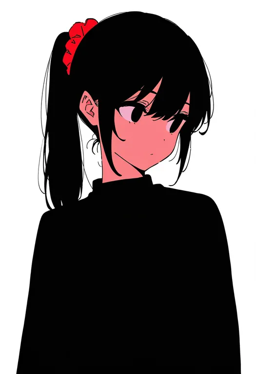 masterpiece, best quality, newest, absurdres, highres, safe, red_scrunchie, 1girl, solo, simple_background — by k3scat, made with ComfyUI