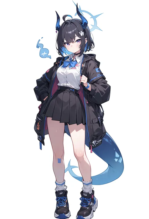 masterpiece, best quality, score_7, safe, detached ahoge, 1girl, solo, simple background — by k3scat, made with ComfyUI