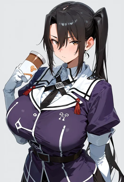masterpiece, best quality, score_7, safe, nachi (kancolle), solo, upper body, simple background — by k3scat, made with ComfyUI