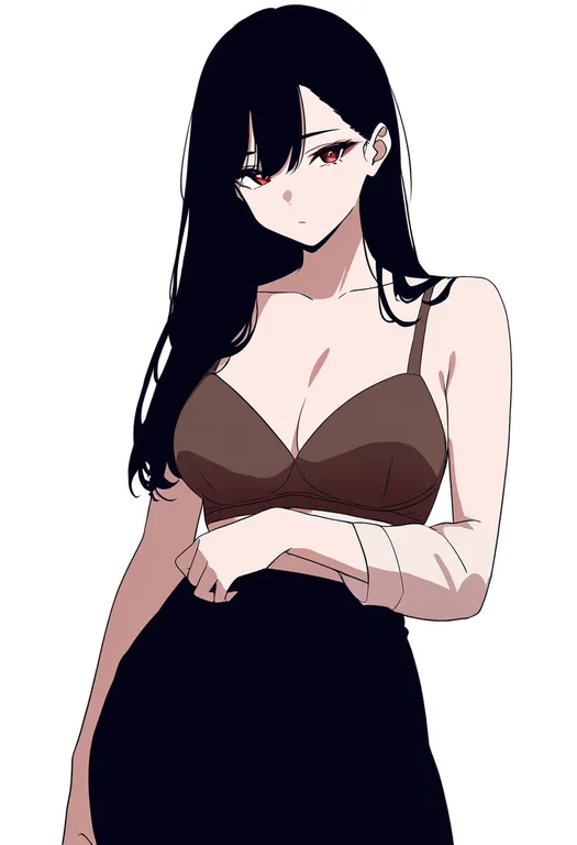 masterpiece, best quality, newest, absurdres, highres, safe, brown_bra, 1girl, solo, simple_background — by k3scat, made with ComfyUI