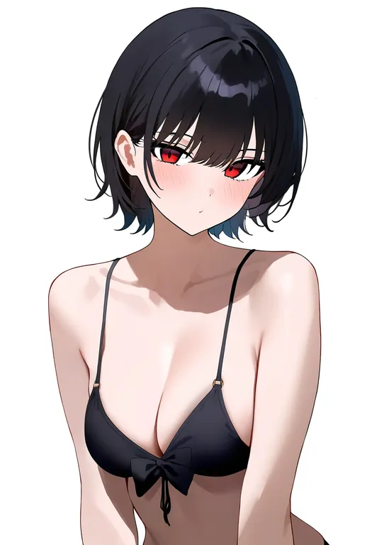 masterpiece, best quality, newest, absurdres, highres, safe, bow_bikini, 1girl, solo, simple_background — by k3scat, made with ComfyUI