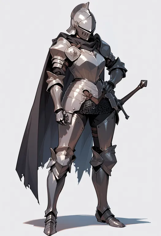masterpiece, best quality, score_7, safe, full armor, 1girl, solo, simple background — by k3scat, made with ComfyUI