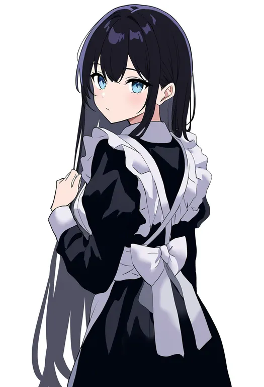 masterpiece, best quality, newest, absurdres, highres, safe, maid_apron, 1girl, solo, simple_background — by k3scat, made with ComfyUI