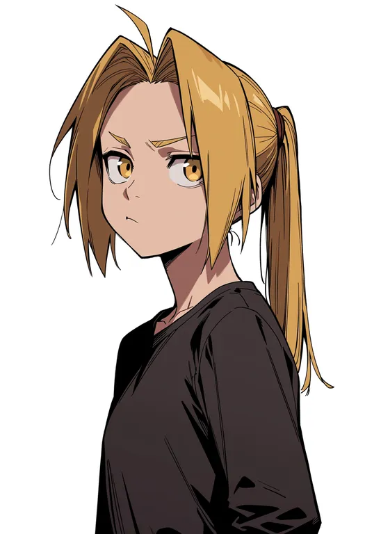 masterpiece, best quality, score_7, safe, edward elric, solo, upper body, simple background — by k3scat, made with ComfyUI