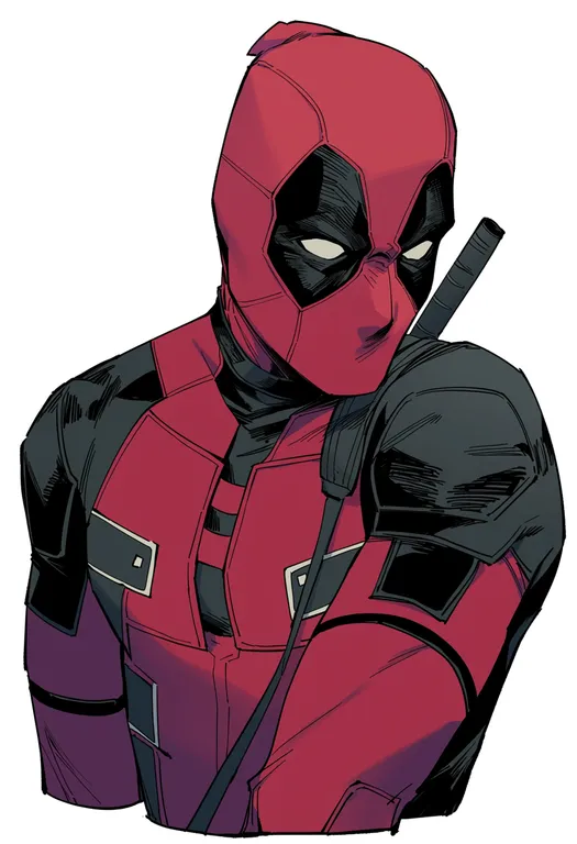 masterpiece, best quality, score_7, safe, deadpool, solo, upper body, simple background — by k3scat, made with ComfyUI