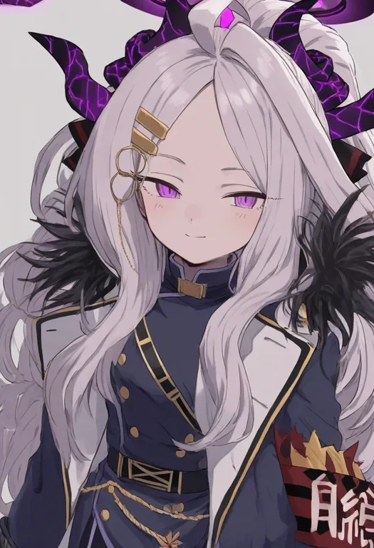 masterpiece, best quality, general, multiple horns, 1girl, solo, simple background — by k3scat, made with ComfyUI