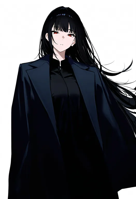 masterpiece, best quality, newest, absurdres, highres, safe, coat_on_shoulders, 1girl, solo, simple_background — by k3scat, made with ComfyUI