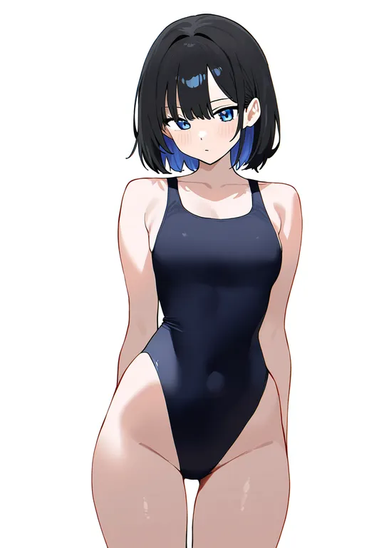 masterpiece, best quality, newest, absurdres, highres, safe, highleg_one-piece_swimsuit, 1girl, solo, simple_background — by k3scat, made with ComfyUI