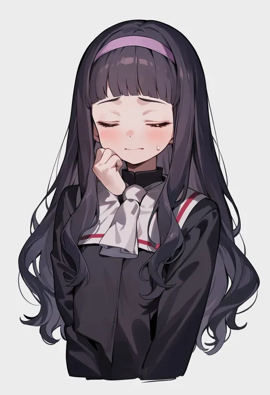 masterpiece, best quality, score_7, safe, daidouji tomoyo, solo, upper body, simple background — by k3scat, made with ComfyUI