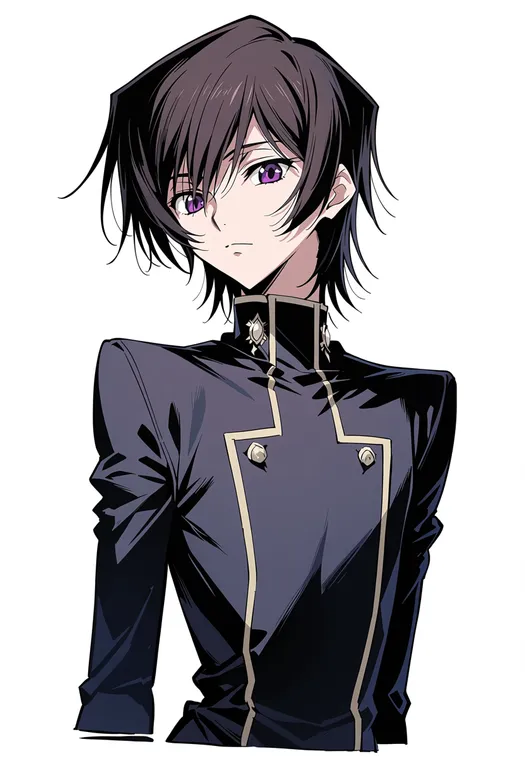 masterpiece, best quality, score_7, safe, lelouch vi britannia, solo, upper body, simple background — by k3scat, made with ComfyUI