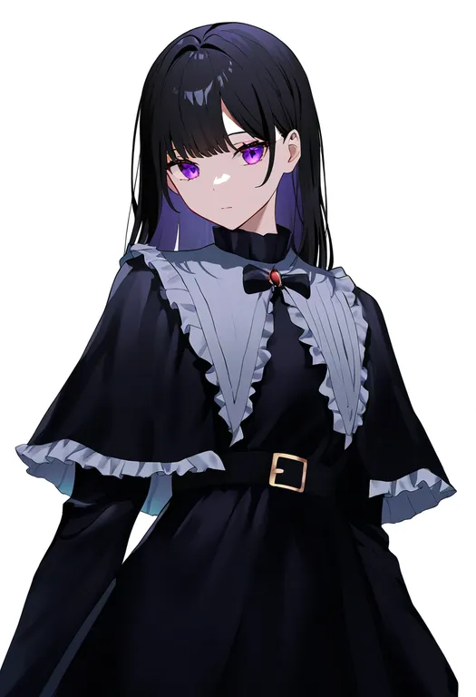 masterpiece, best quality, newest, absurdres, highres, safe, frilled_capelet, 1girl, solo, simple_background — by k3scat, made with ComfyUI