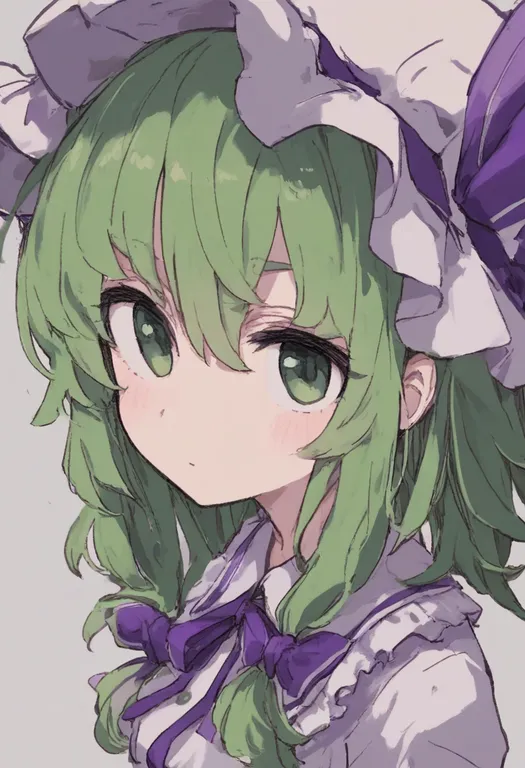 masterpiece, best quality, general, purple ribbon, 1girl, solo, simple background — by k3scat, made with ComfyUI