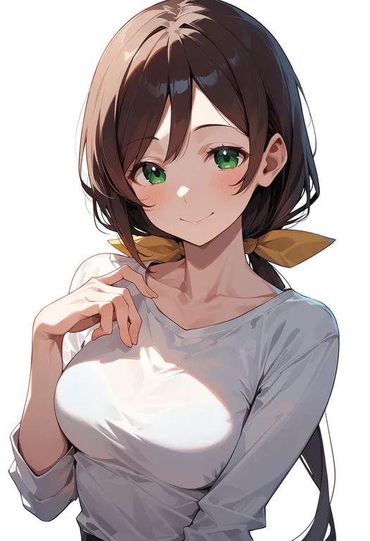 masterpiece, best quality, score_7, safe, hayakawa tazuna, solo, upper body, simple background — by k3scat, made with ComfyUI