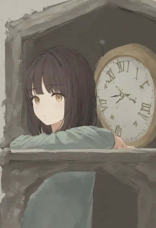 masterpiece, best quality, general, wall clock, 1girl, solo, simple background — by k3scat, made with ComfyUI