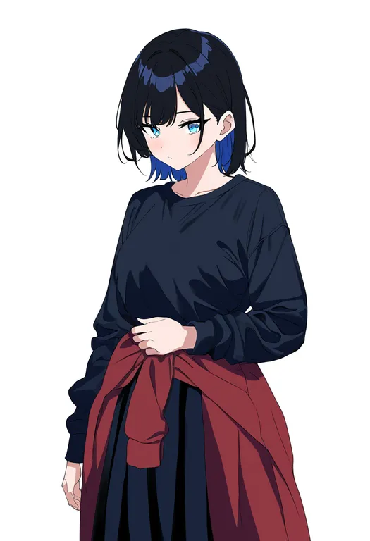 masterpiece, best quality, newest, absurdres, highres, safe, jacket_around_waist, 1girl, solo, simple_background — by k3scat, made with ComfyUI