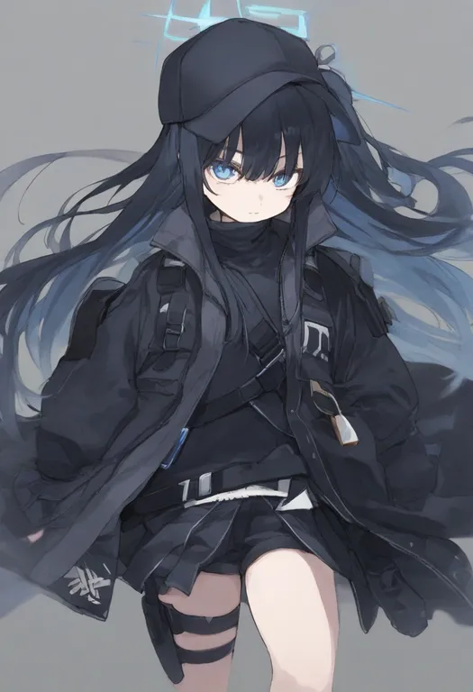 masterpiece, best quality, general, black jacket, 1girl, solo, simple background — by k3scat, made with ComfyUI
