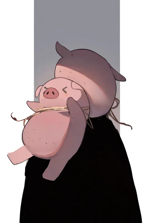 masterpiece, best quality, newest, absurdres, highres, safe, pig, 1girl, solo, simple_background — by k3scat, made with ComfyUI