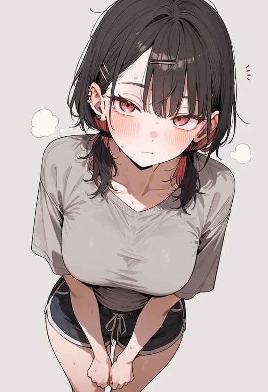 masterpiece, best quality, score_7, safe, eye focus, 1girl, solo, simple background — by k3scat, made with ComfyUI