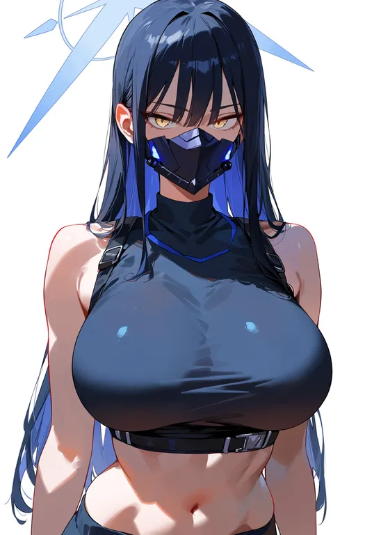 masterpiece, best quality, score_7, safe, saori (blue archive), blue archive, solo, upper body, simple background — by k3scat, made with ComfyUI