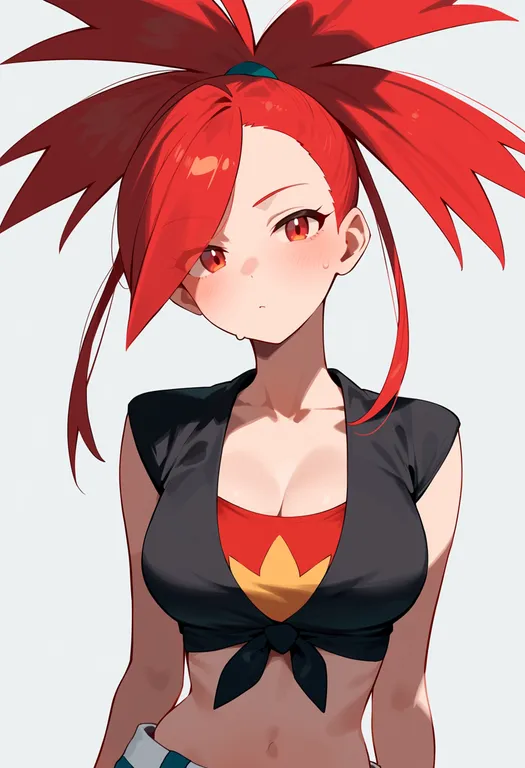 masterpiece, best quality, score_7, safe, flannery (pokemon), pokemon, solo, upper body, simple background — by k3scat, made with ComfyUI