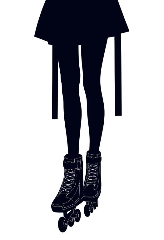masterpiece, best quality, newest, absurdres, highres, safe, inline_skates, 1girl, solo, simple_background — by k3scat, made with ComfyUI