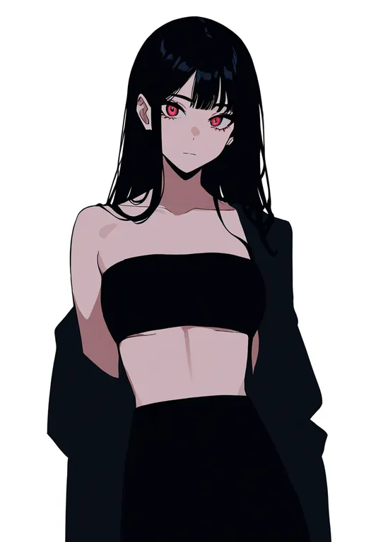 masterpiece, best quality, newest, absurdres, highres, safe, black_bandeau, 1girl, solo, simple_background — by k3scat, made with ComfyUI