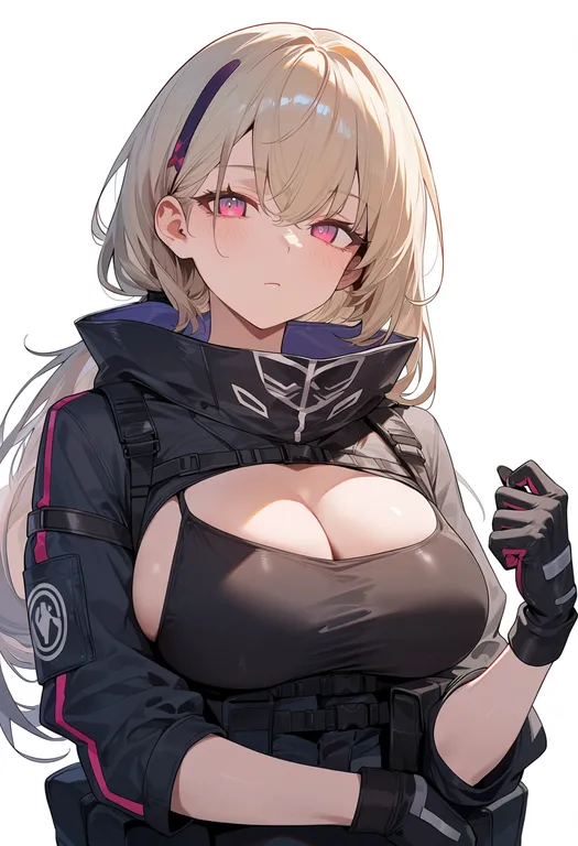 masterpiece, best quality, score_7, safe, mdr (girls' frontline), girls' frontline, solo, upper body, simple background — by k3scat, made with ComfyUI