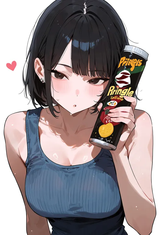 masterpiece, best quality, score_7, safe, pringles, solo, upper body, simple background — by k3scat, made with ComfyUI