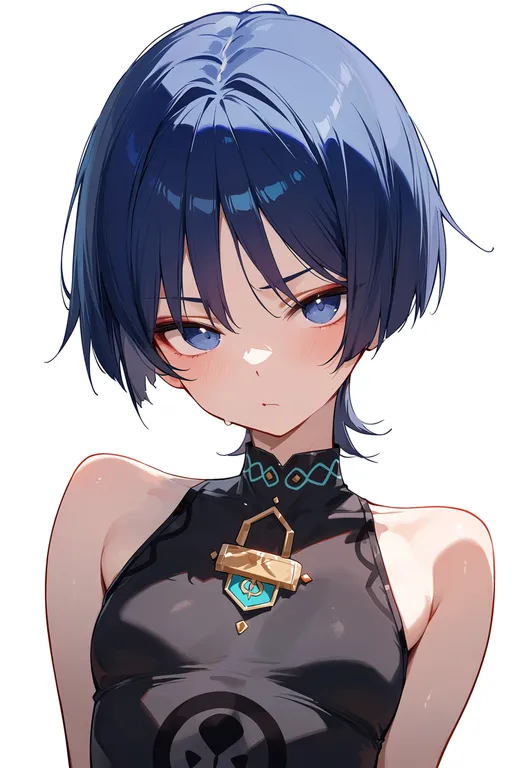 masterpiece, best quality, score_7, safe, wanderer (genshin impact), genshin impact, solo, upper body, simple background — by k3scat, made with ComfyUI