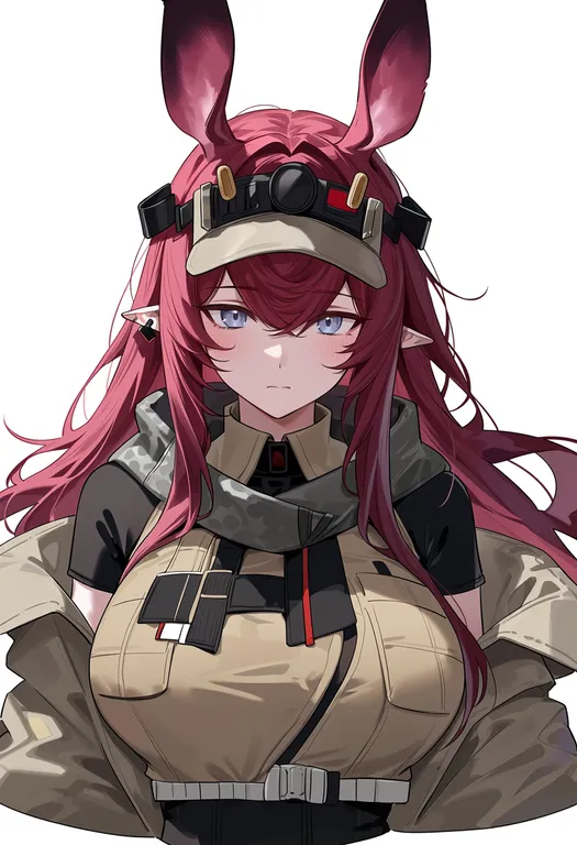 masterpiece, best quality, score_7, safe, ray (arknights), arknights, solo, upper body, simple background — by k3scat, made with ComfyUI
